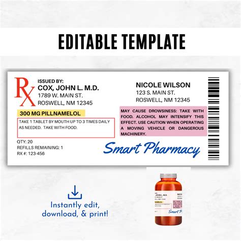 Pharmacy Label Templates Free