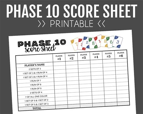 Phase 10 Score Sheets Strategy