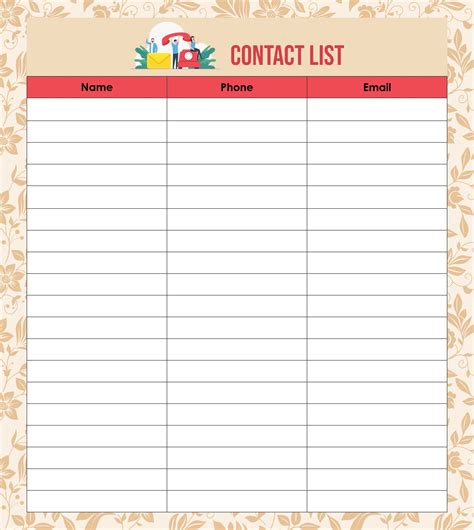 Phone List Template with Forms