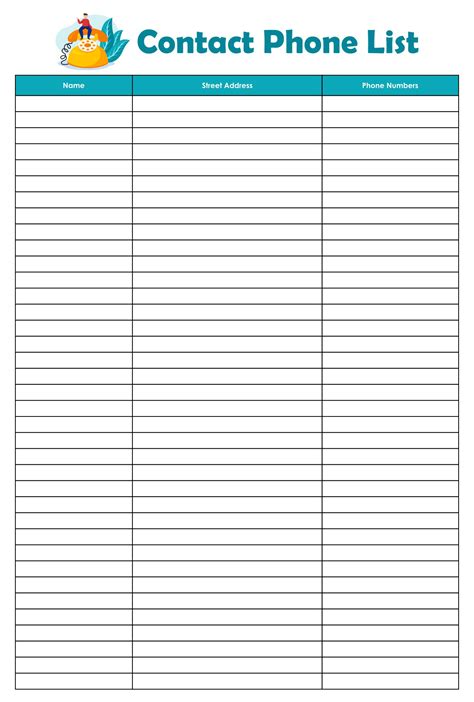 Phone List Template with Formulas