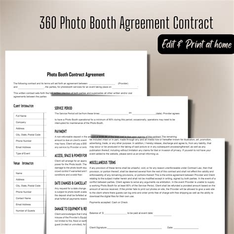 Photo booth rental contract template 3