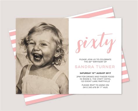 Photograph 60th birthday invitations