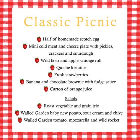 Picnic Menu Templates