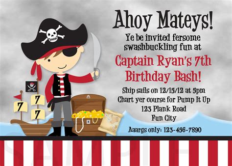 Pirate Themed Boy Invites