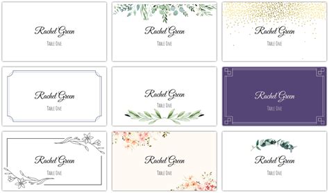 Different materials for wedding place cards