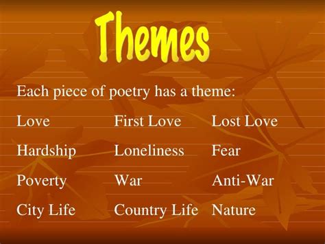 Exploring the themes of the poem