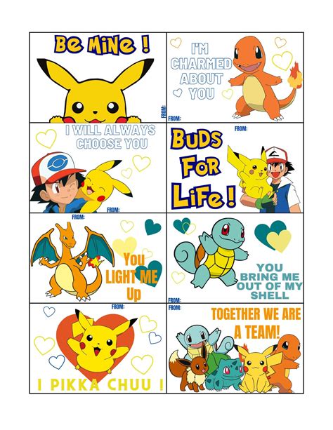 Pokemon Valentines Printables