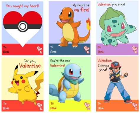 Pokemon Valentines Day Printable Cards