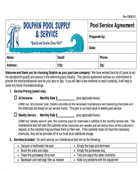 Pool Maintenance Contracts