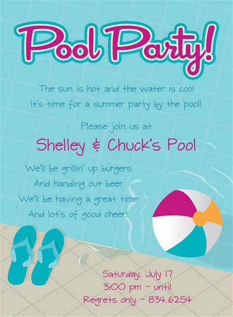 Pool Party Invitation Ideas Word