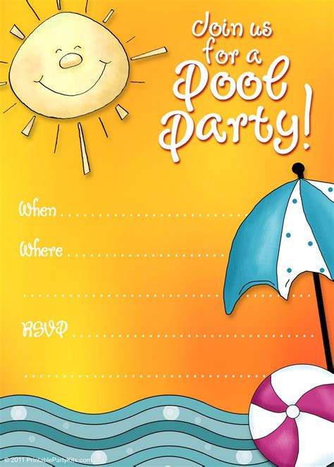 Types of Pool Party Invitation Templates