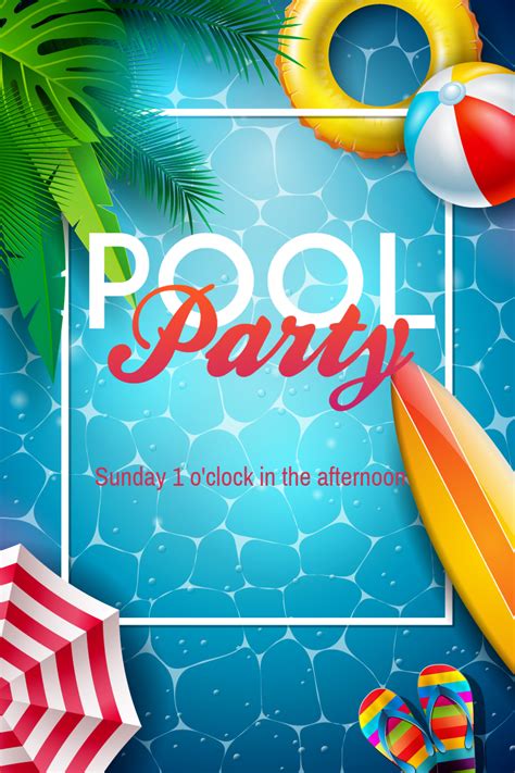 Pool Party Invitation Template Design Ideas