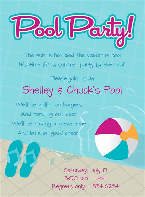 Pool Party Invitation Word Template Free