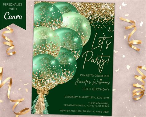 Popular Green Birthday Invitation