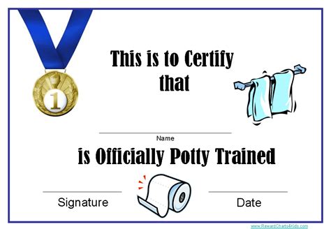 Potty Training Reward Certificate