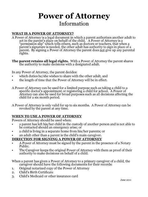 Power of Attorney Template