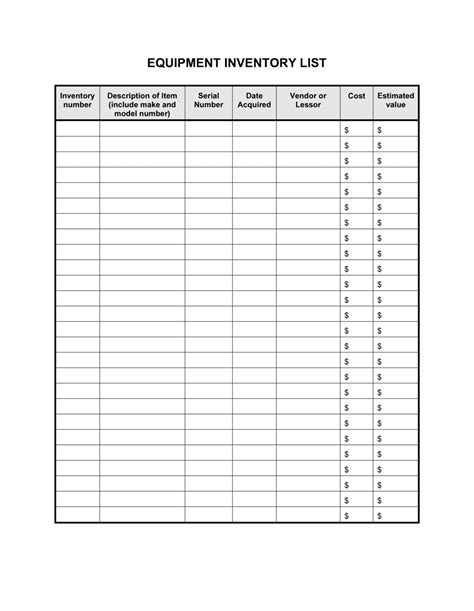 Practical examples of equipment log templates