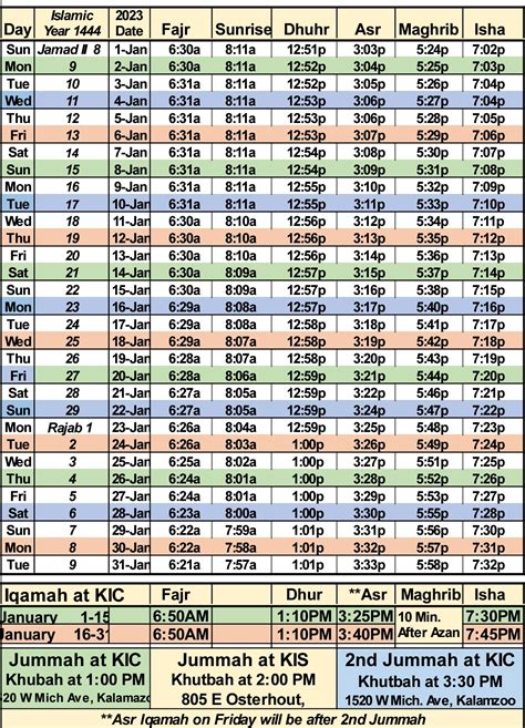 Prayer Timings for Mosques