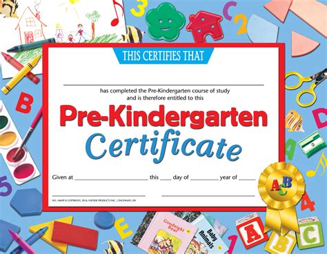 Pre-K certificate of appreciation