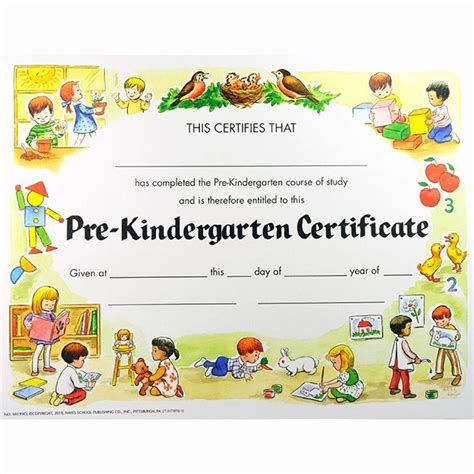 Pre-K certificate template