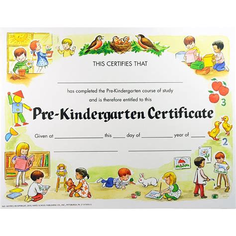 Pre-K completion certificate