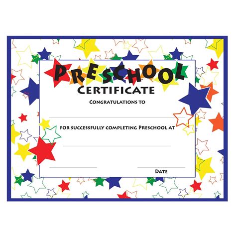 Pre-K participation certificate