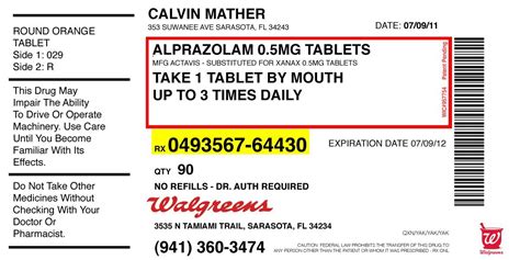 Prescription label examples