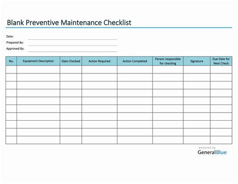 Preventive Maintenance Log Template