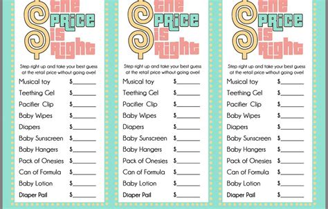 Price Is Right game printable gallery 10