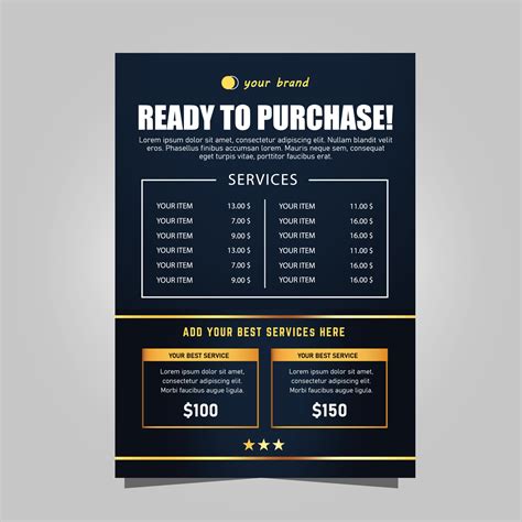 Price List Template for Graphic Design Firm