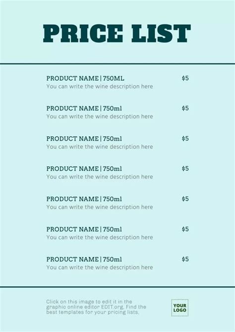 Price List Template for Service-Based Business