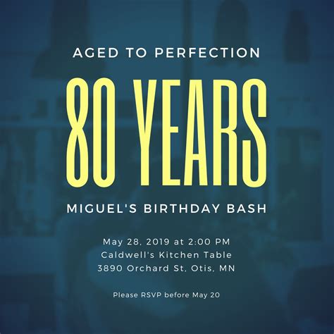 Printable 80th Birthday Invitation Templates