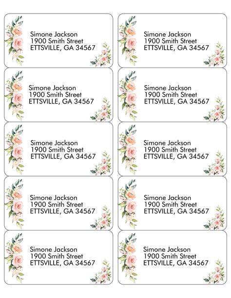 Printable Address Labels for Personal Use