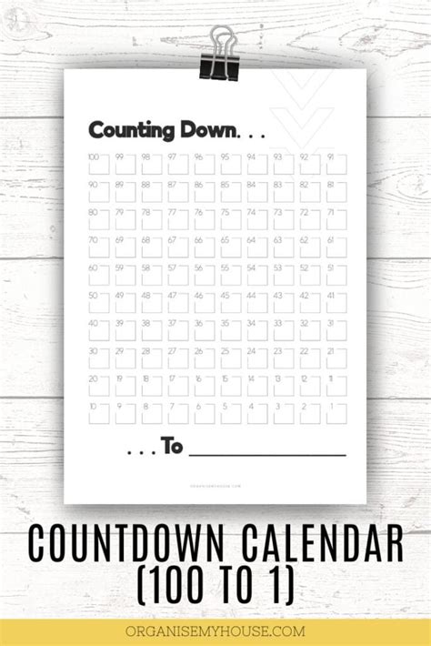 Printable Calendar Countdown Design