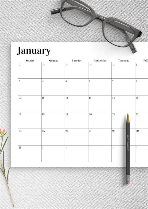 Example of a Printable Calendar