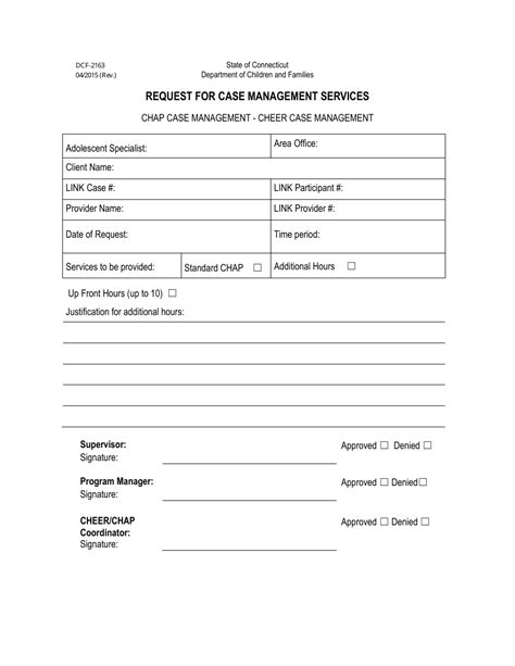 Description of Printable Case Management Forms