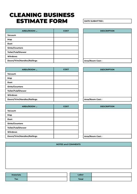 Printable Cleaning Estimate Template