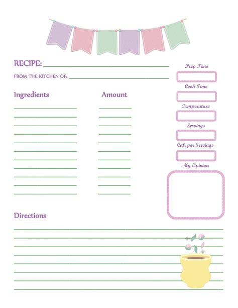 Printable Cookbook Templates