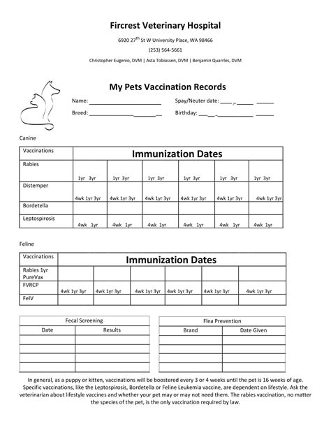 printable dog shot record