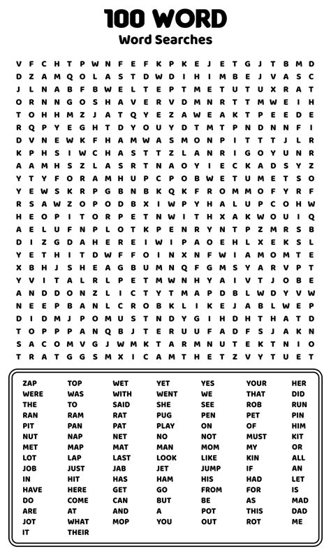 Printable Hard Word Searches