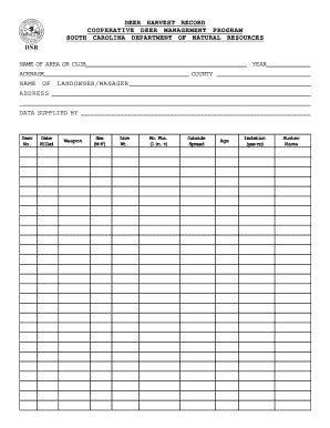 Description of Printable Harvest Forms