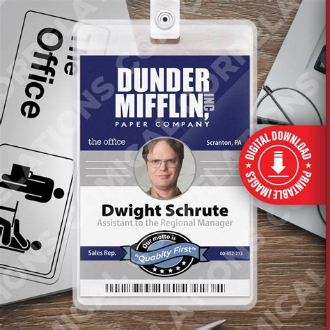 Printable ID badges featuring Dwight Schrute