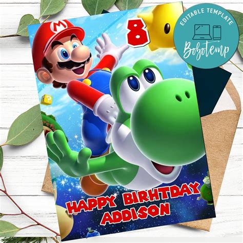 Printable Mario Birthday Cards