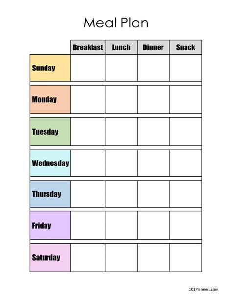 Printable 1500 Calorie Meal Plan Templates