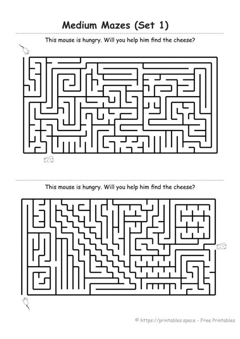 Printable medium maze examples