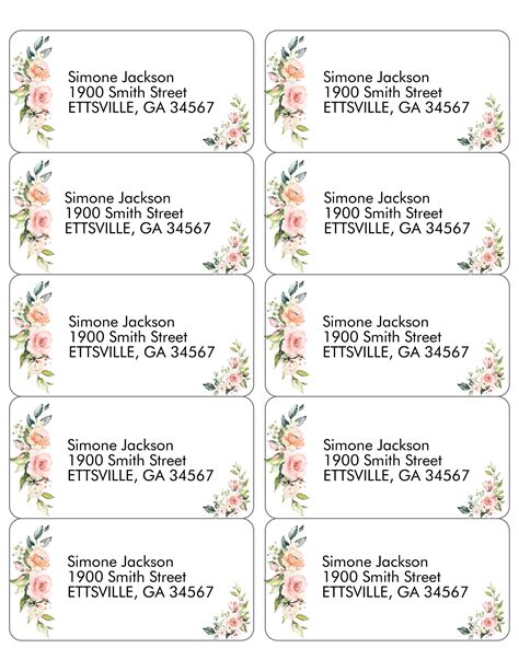 Printable Return Address Labels