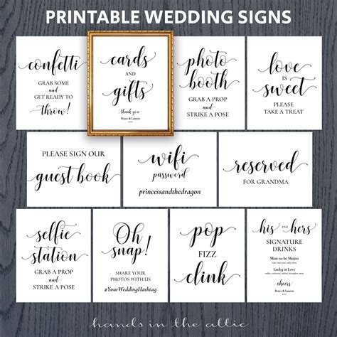 Printable signs for weddings