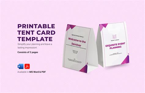 Printable Table Tent Cards Templates Designs