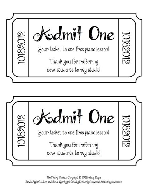 Printable Ticket Templates