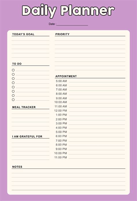 Printable Time Management Template